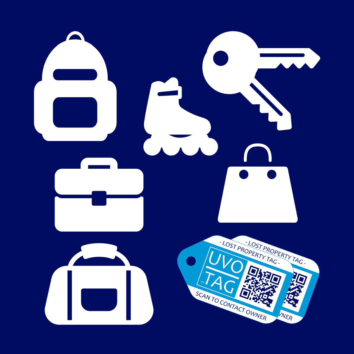 Small Lost Property Location Tags (Set of 2) UVO TAG