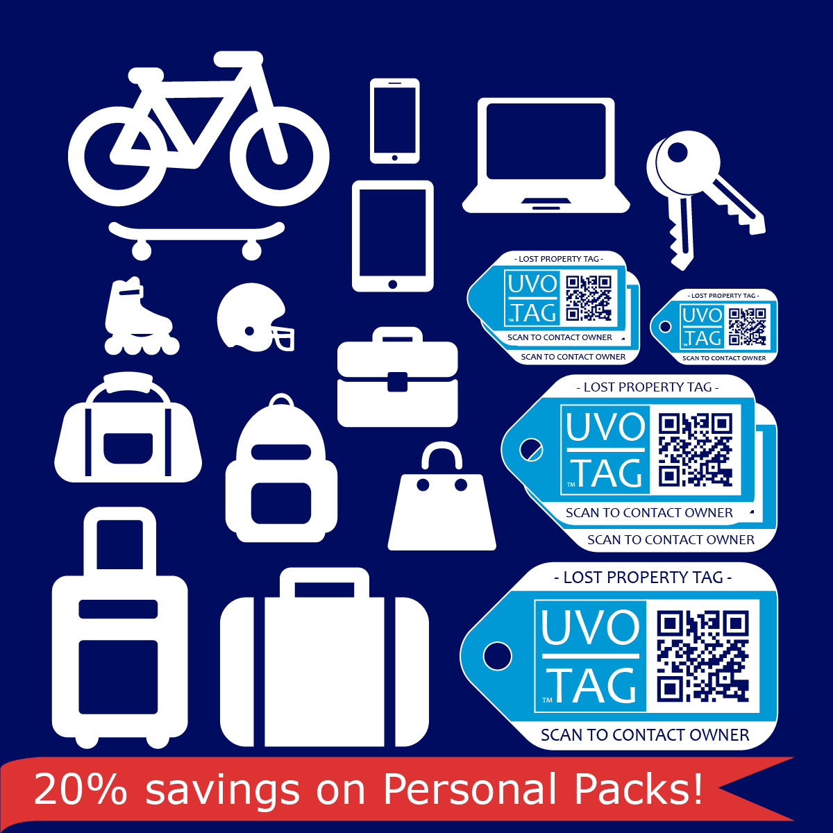 Lost Property Location Tags/Labels (Personal Pack Plus Set of 6